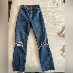 Abercrombie High Rise Straight Leg Ripped Jean
